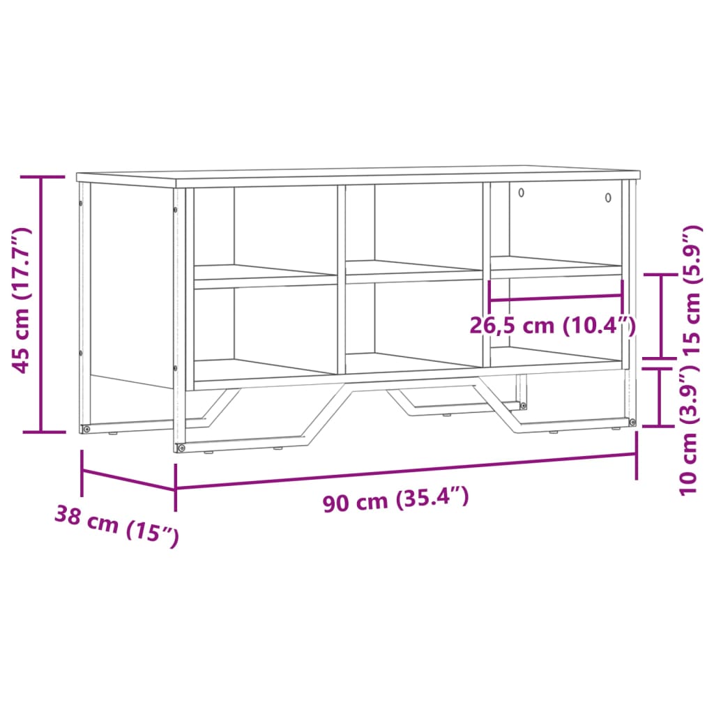 Schoenenkast 90x38x45,5 cm bewerkt hout gerookt eikenkleurig is nu te koop bij PeponiXL, paradijselijk wonen!