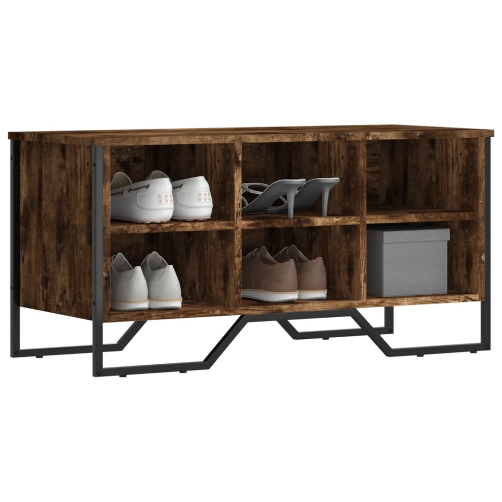Schoenenkast 90x38x45,5 cm bewerkt hout gerookt eikenkleurig is nu te koop bij PeponiXL, paradijselijk wonen!