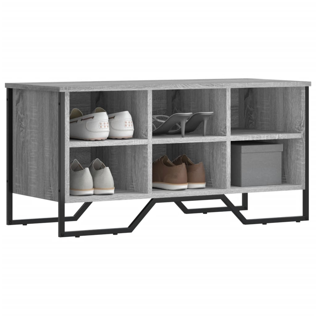 Schoenenkast 90x38x45,5 cm bewerkt hout grijs sonoma eikenkleur is nu te koop bij PeponiXL, paradijselijk wonen!