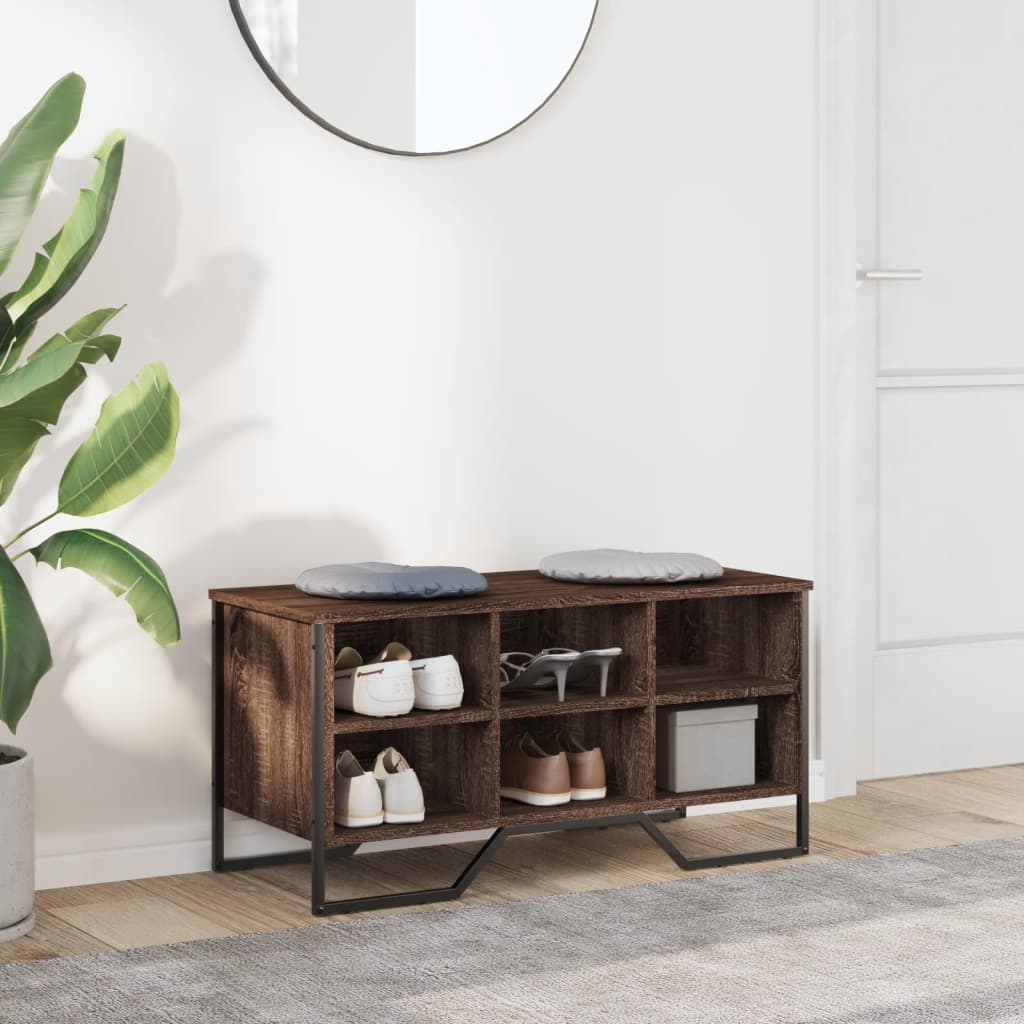 Schoenenkast 90x38x45,5 cm bewerkt hout bruin eikenkleurig is nu te koop bij PeponiXL, paradijselijk wonen!