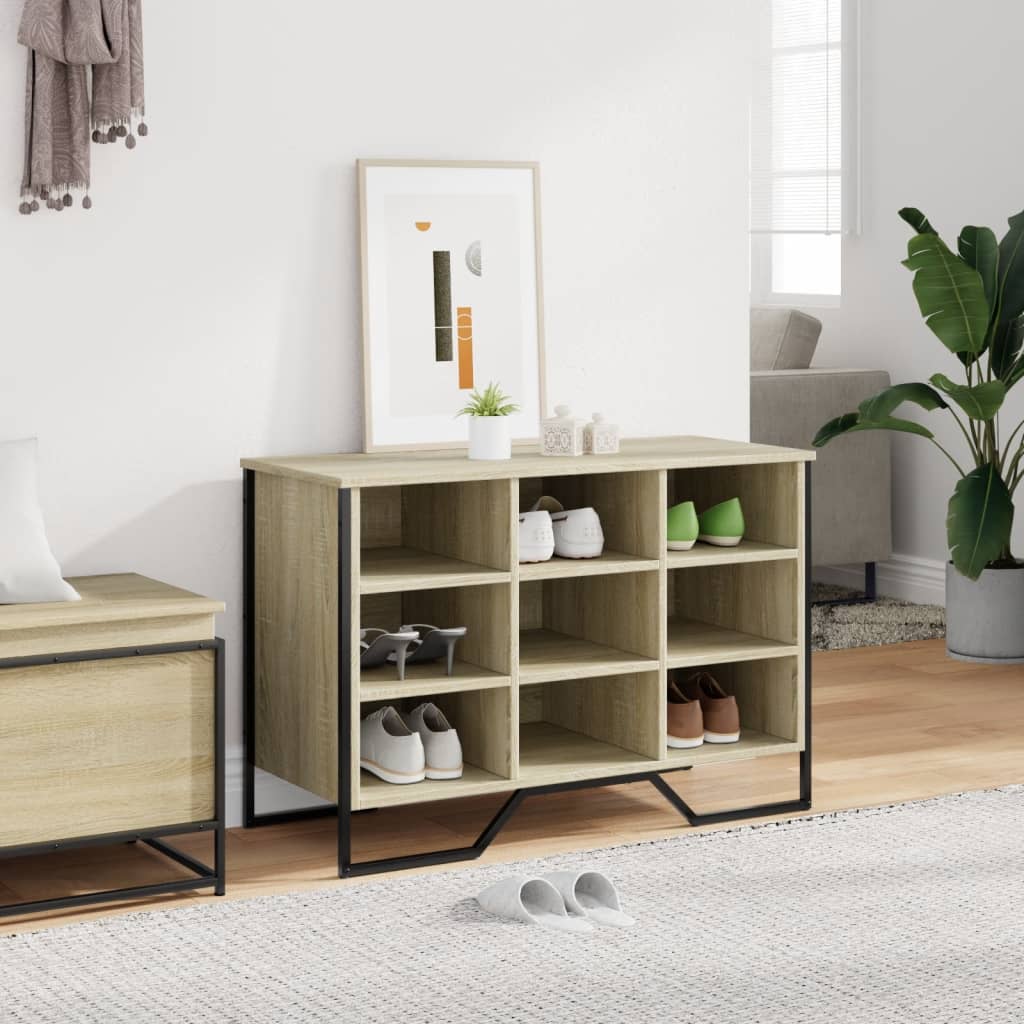 Schoenenkast 90x38x61,5 cm bewerkt hout sonoma eikenkleurig is nu te koop bij PeponiXL, paradijselijk wonen!