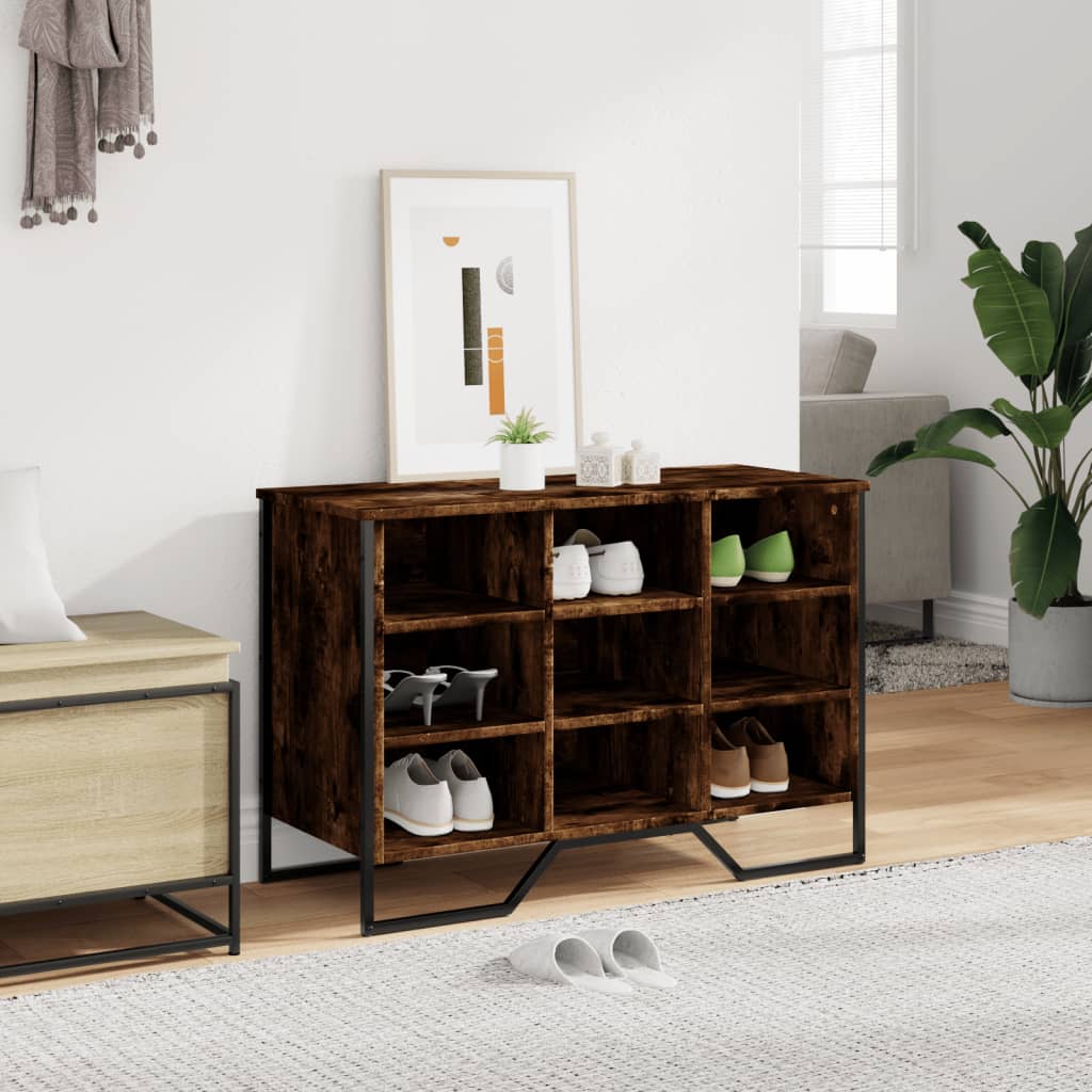 Schoenenkast 90x38x61,5 cm bewerkt hout gerookt eikenkleurig is nu te koop bij PeponiXL, paradijselijk wonen!