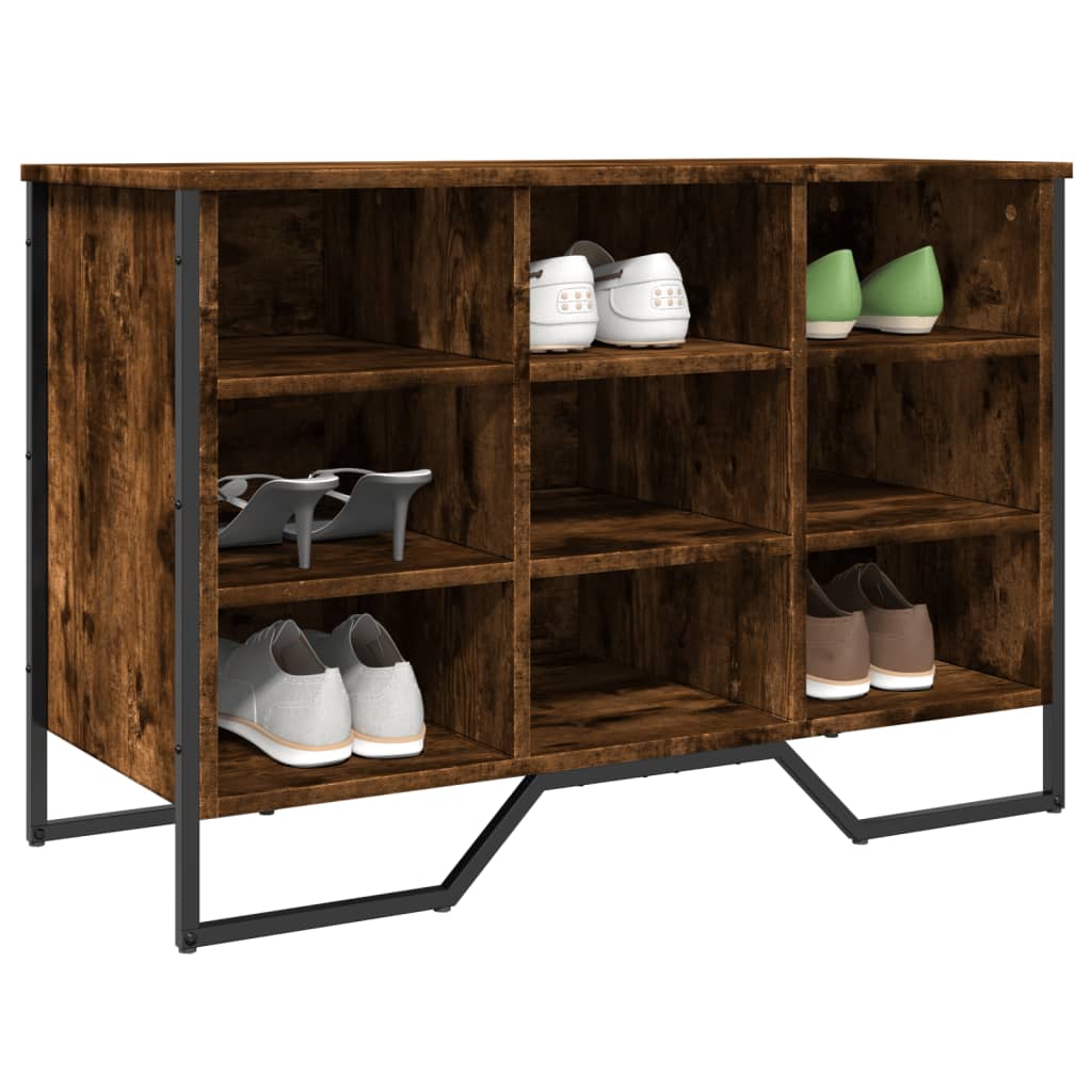 Schoenenkast 90x38x61,5 cm bewerkt hout gerookt eikenkleurig is nu te koop bij PeponiXL, paradijselijk wonen!