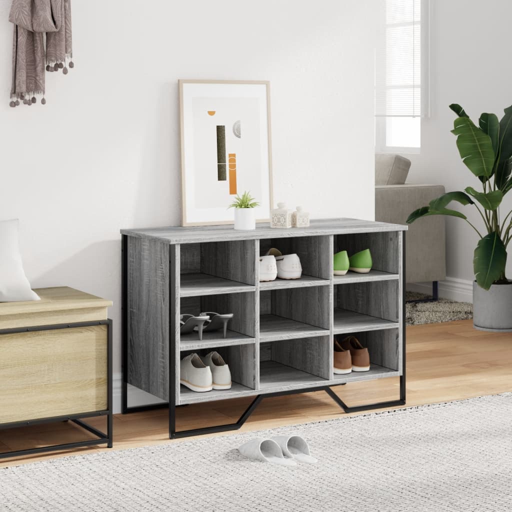 Schoenenkast 90x38x61,5 cm bewerkt hout grijs sonoma eikenkleur is nu te koop bij PeponiXL, paradijselijk wonen!