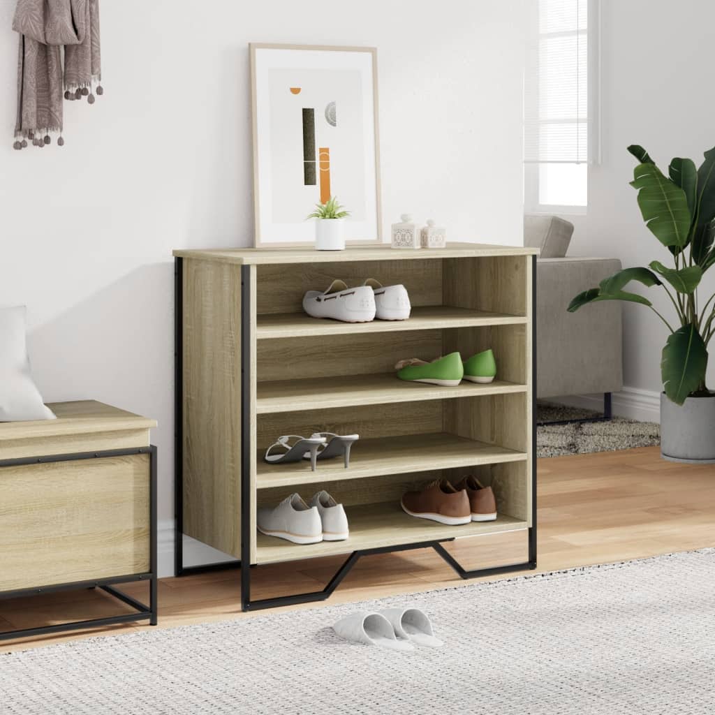 Schoenenkast 80x38x78 cm bewerkt hout sonoma eikenkleurig is nu te koop bij PeponiXL, paradijselijk wonen!