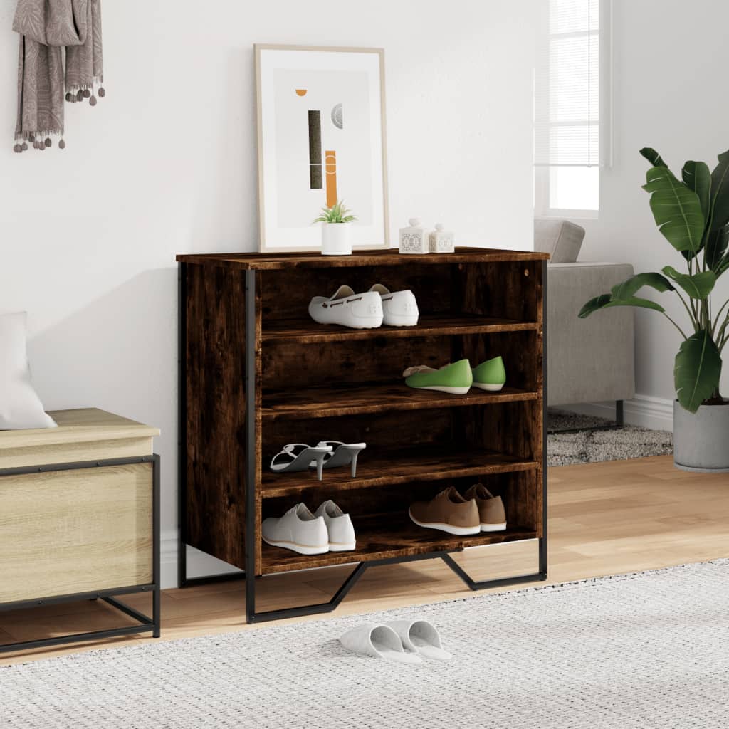 Schoenenkast 80x38x78 cm bewerkt hout gerookt eikenkleurig is nu te koop bij PeponiXL, paradijselijk wonen!