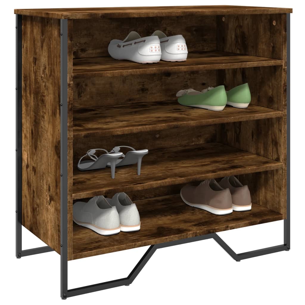 Schoenenkast 80x38x78 cm bewerkt hout gerookt eikenkleurig is nu te koop bij PeponiXL, paradijselijk wonen!