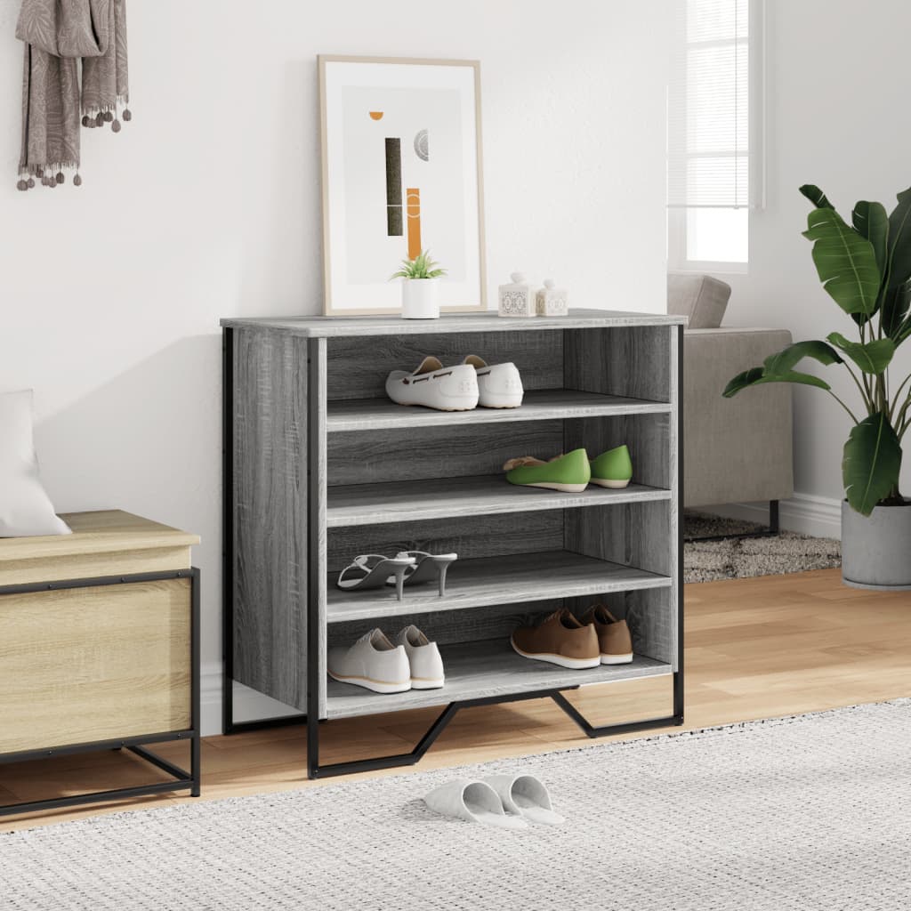Schoenenkast 80x38x78 cm bewerkt hout grijs sonoma eikenkleurig is nu te koop bij PeponiXL, paradijselijk wonen!