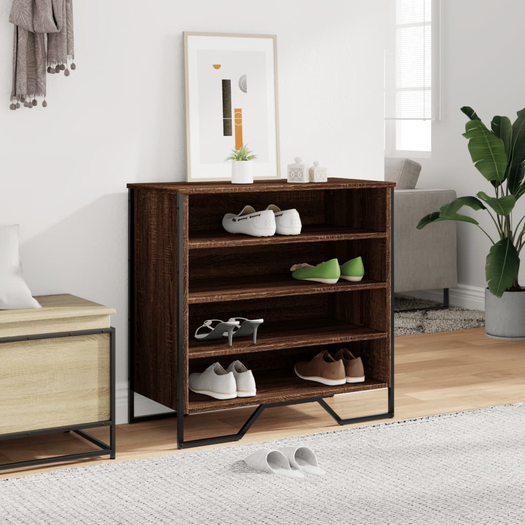 Schoenenkast 80x38x78 cm bewerkt hout bruin eikenkleurig is nu te koop bij PeponiXL, paradijselijk wonen!
