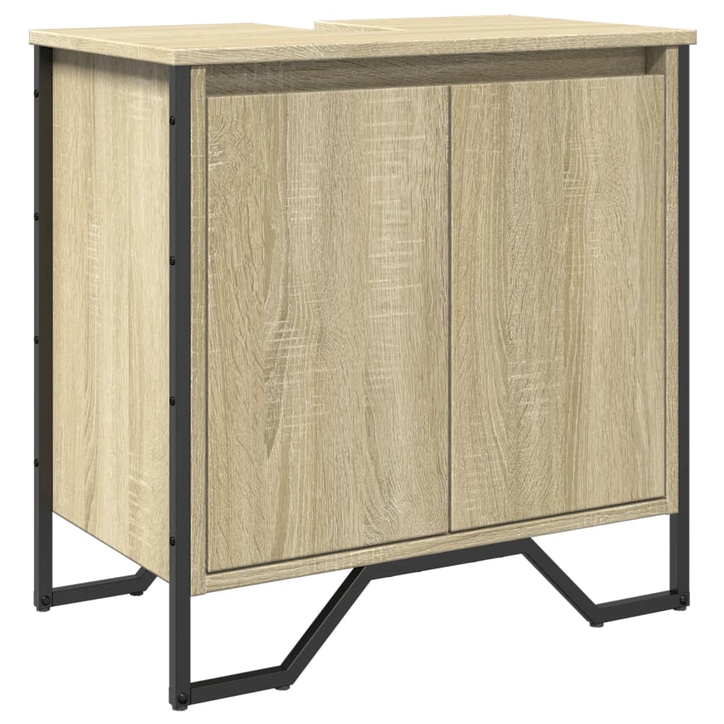 Wastafelkast 60x35x60 cm bewerkt hout sonoma eikenkleurig is nu te koop bij PeponiXL, paradijselijk wonen!