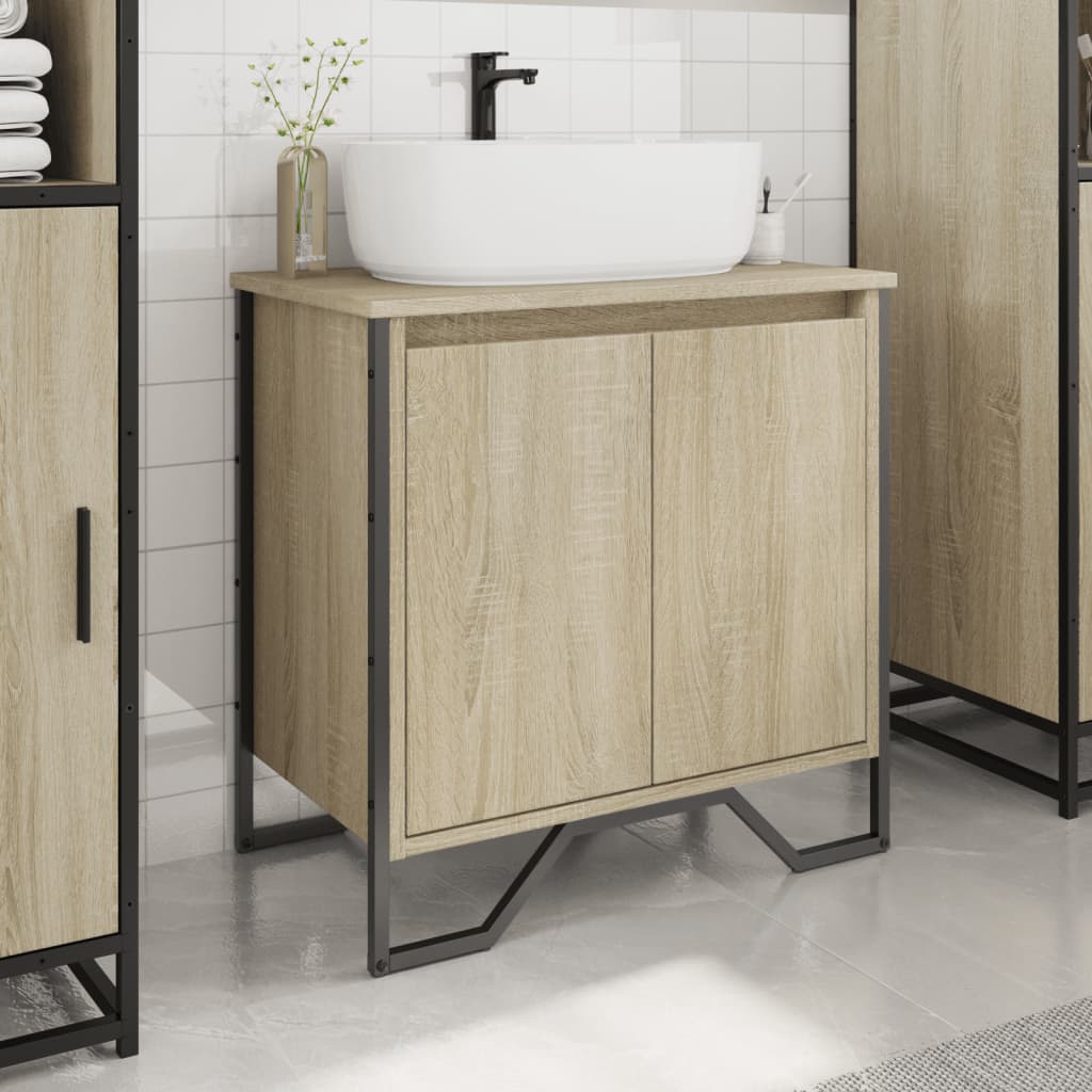 Wastafelkast 60x35x60 cm bewerkt hout sonoma eikenkleurig is nu te koop bij PeponiXL, paradijselijk wonen!