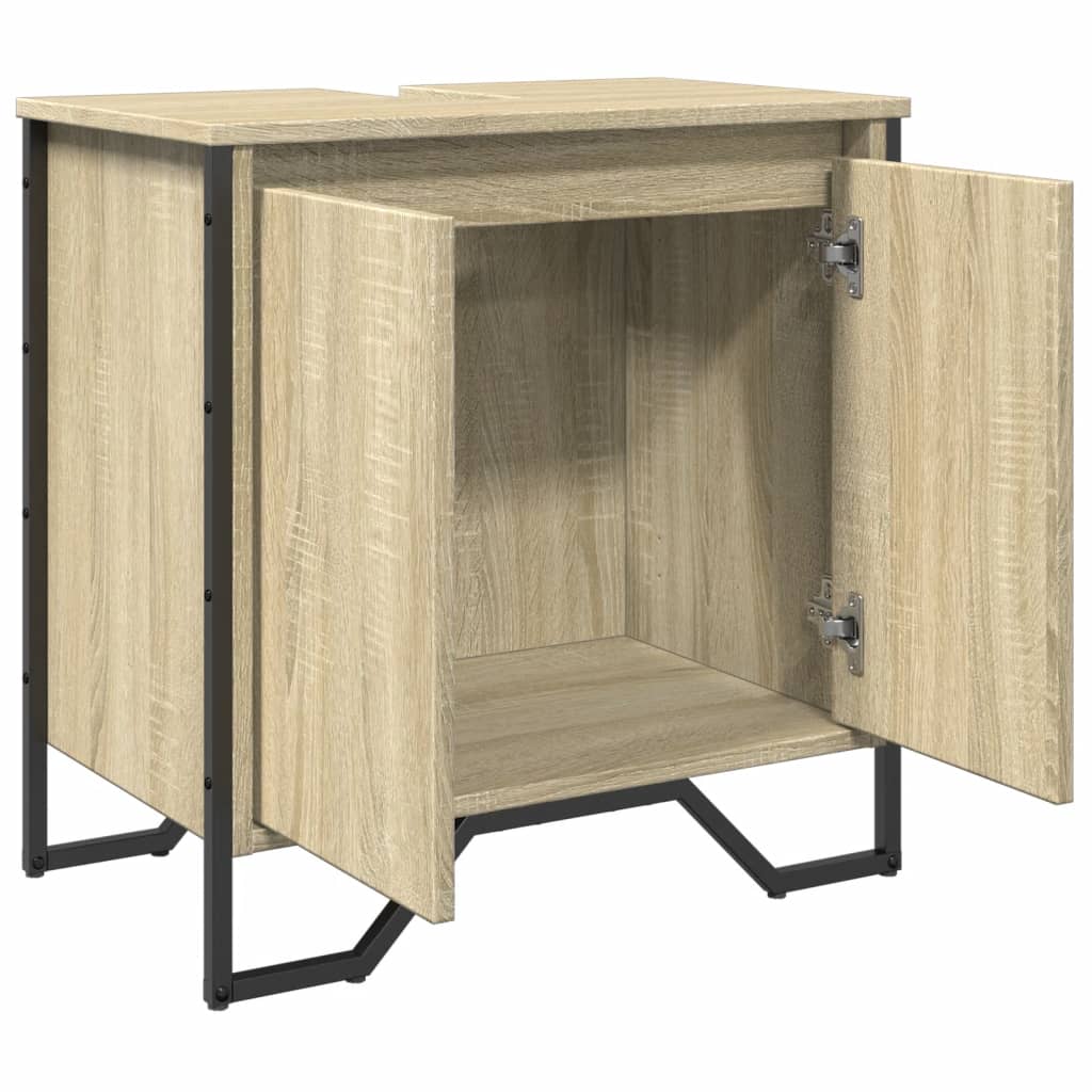 Wastafelkast 60x35x60 cm bewerkt hout sonoma eikenkleurig is nu te koop bij PeponiXL, paradijselijk wonen!