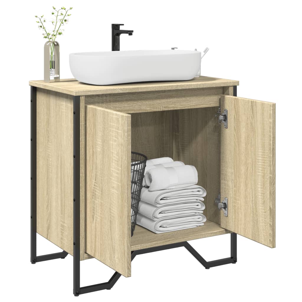 Wastafelkast 60x35x60 cm bewerkt hout sonoma eikenkleurig is nu te koop bij PeponiXL, paradijselijk wonen!