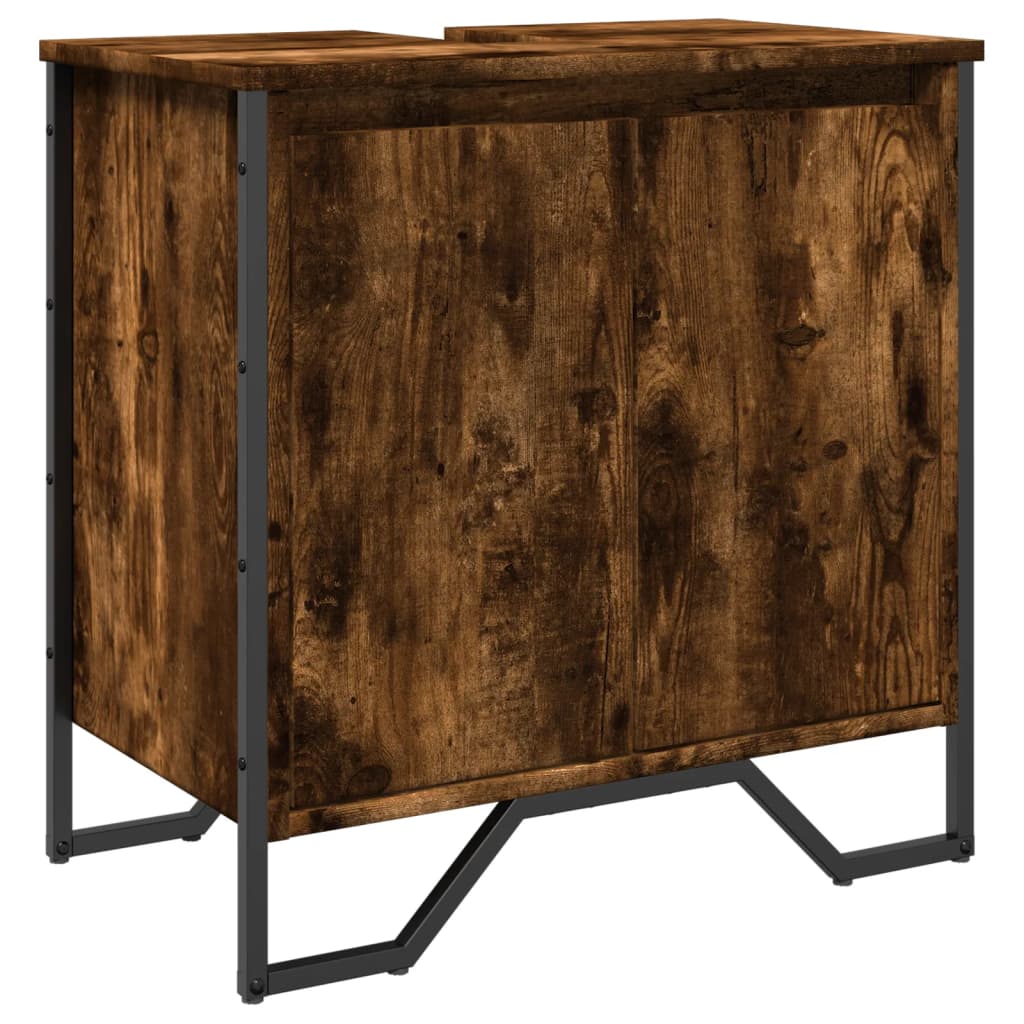 Wastafelkast 60x35x60 cm bewerkt hout gerookt eikenkleurig is nu te koop bij PeponiXL, paradijselijk wonen!