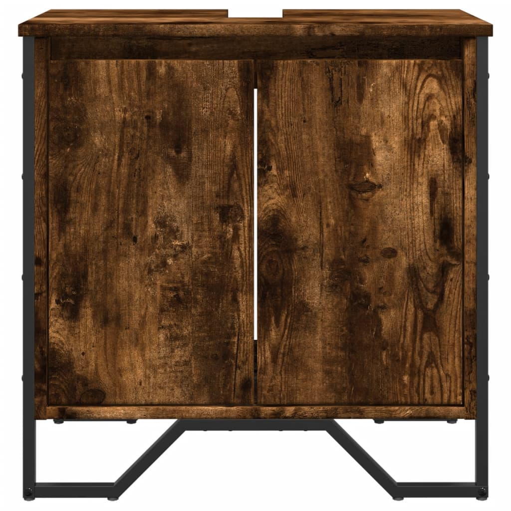 Wastafelkast 60x35x60 cm bewerkt hout gerookt eikenkleurig is nu te koop bij PeponiXL, paradijselijk wonen!