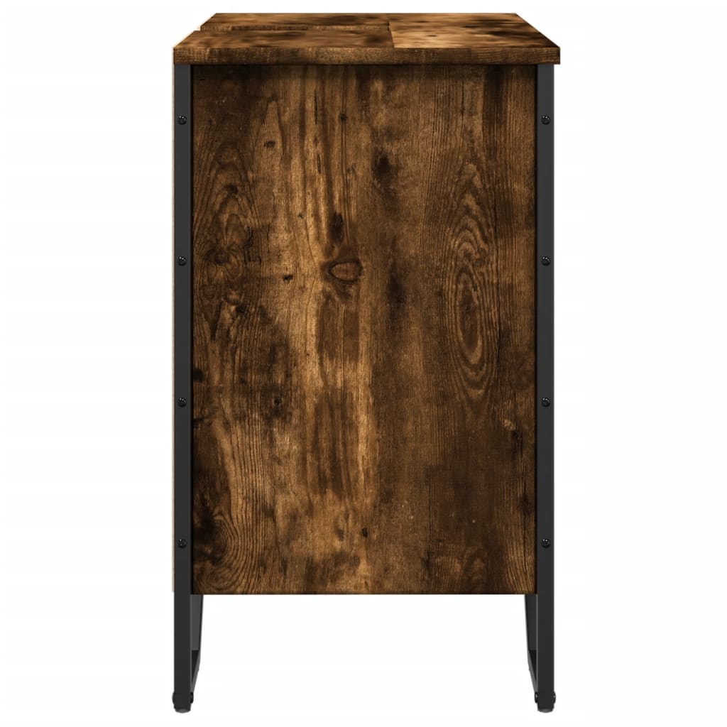 Wastafelkast 60x35x60 cm bewerkt hout gerookt eikenkleurig is nu te koop bij PeponiXL, paradijselijk wonen!