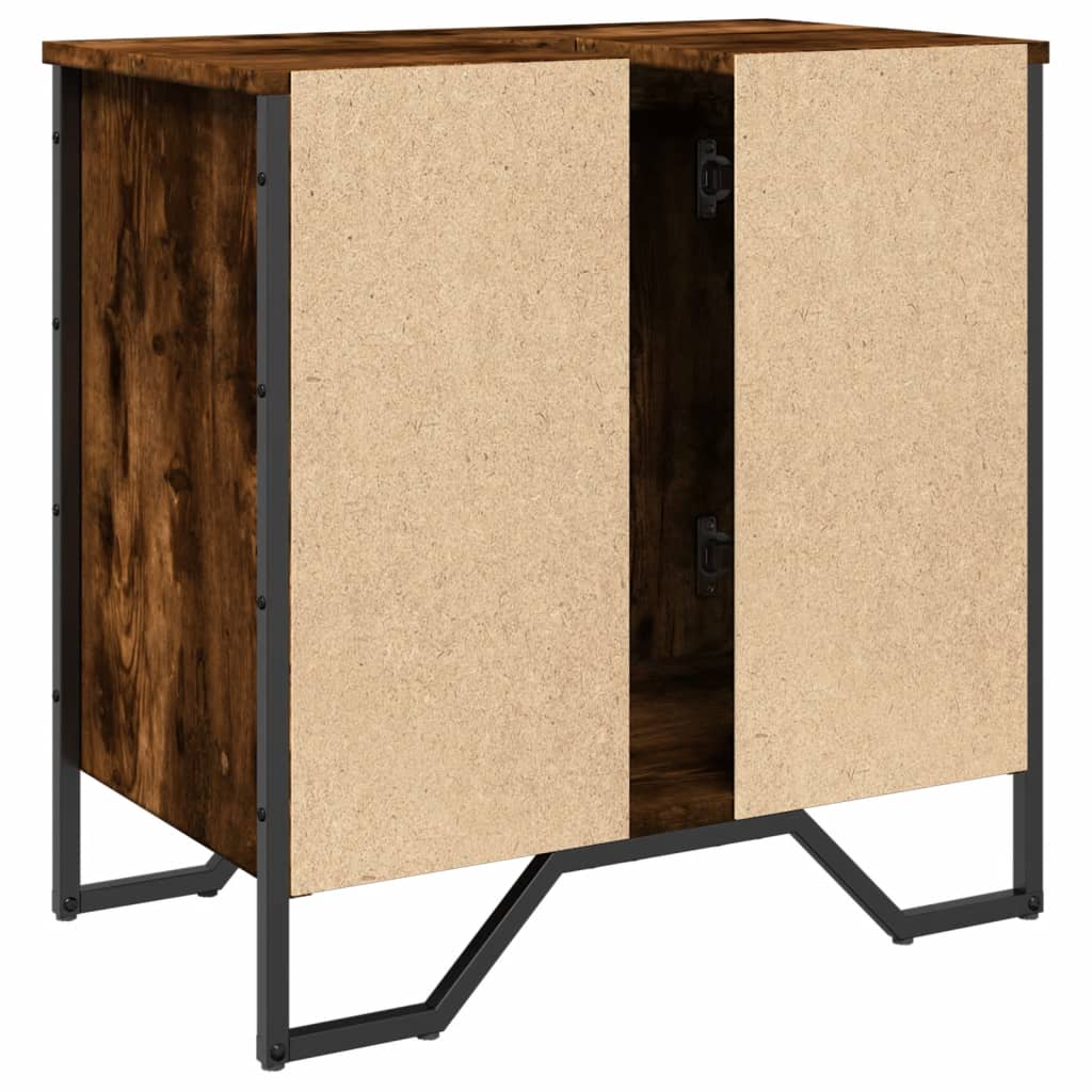 Wastafelkast 60x35x60 cm bewerkt hout gerookt eikenkleurig is nu te koop bij PeponiXL, paradijselijk wonen!