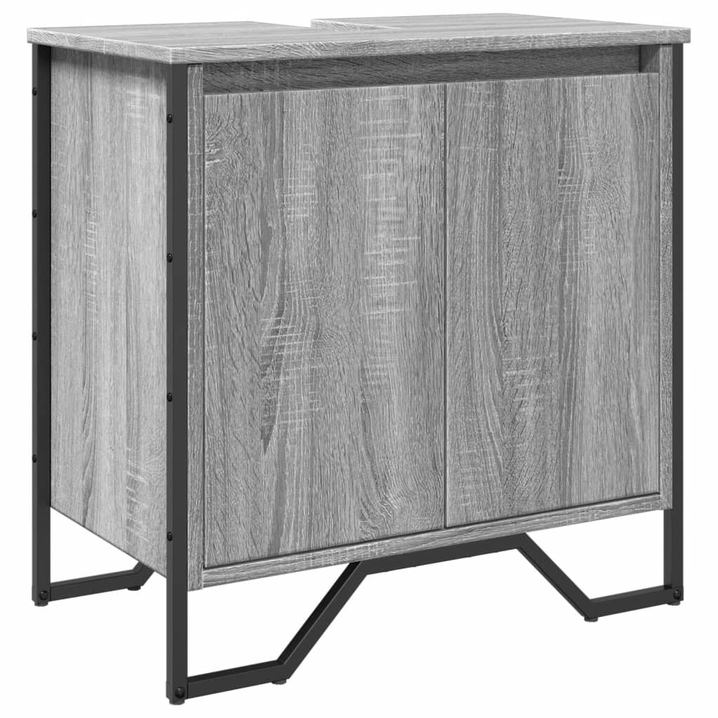 Wastafelkast 60x35x60 cm bewerkt hout grijs sonoma eikenkleurig is nu te koop bij PeponiXL, paradijselijk wonen!