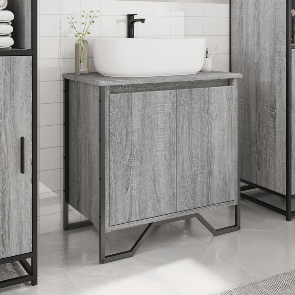 Wastafelkast 60x35x60 cm bewerkt hout grijs sonoma eikenkleurig is nu te koop bij PeponiXL, paradijselijk wonen!