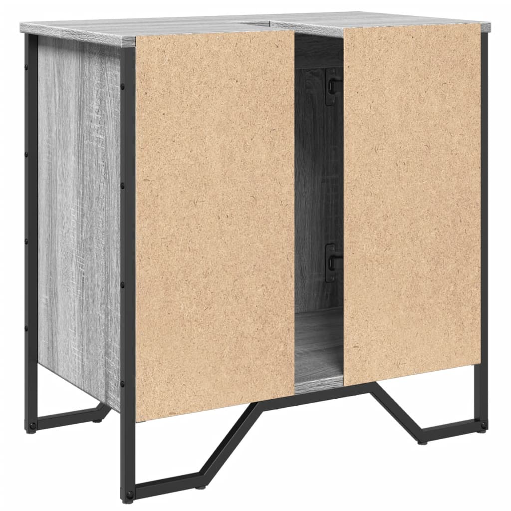 Wastafelkast 60x35x60 cm bewerkt hout grijs sonoma eikenkleurig is nu te koop bij PeponiXL, paradijselijk wonen!