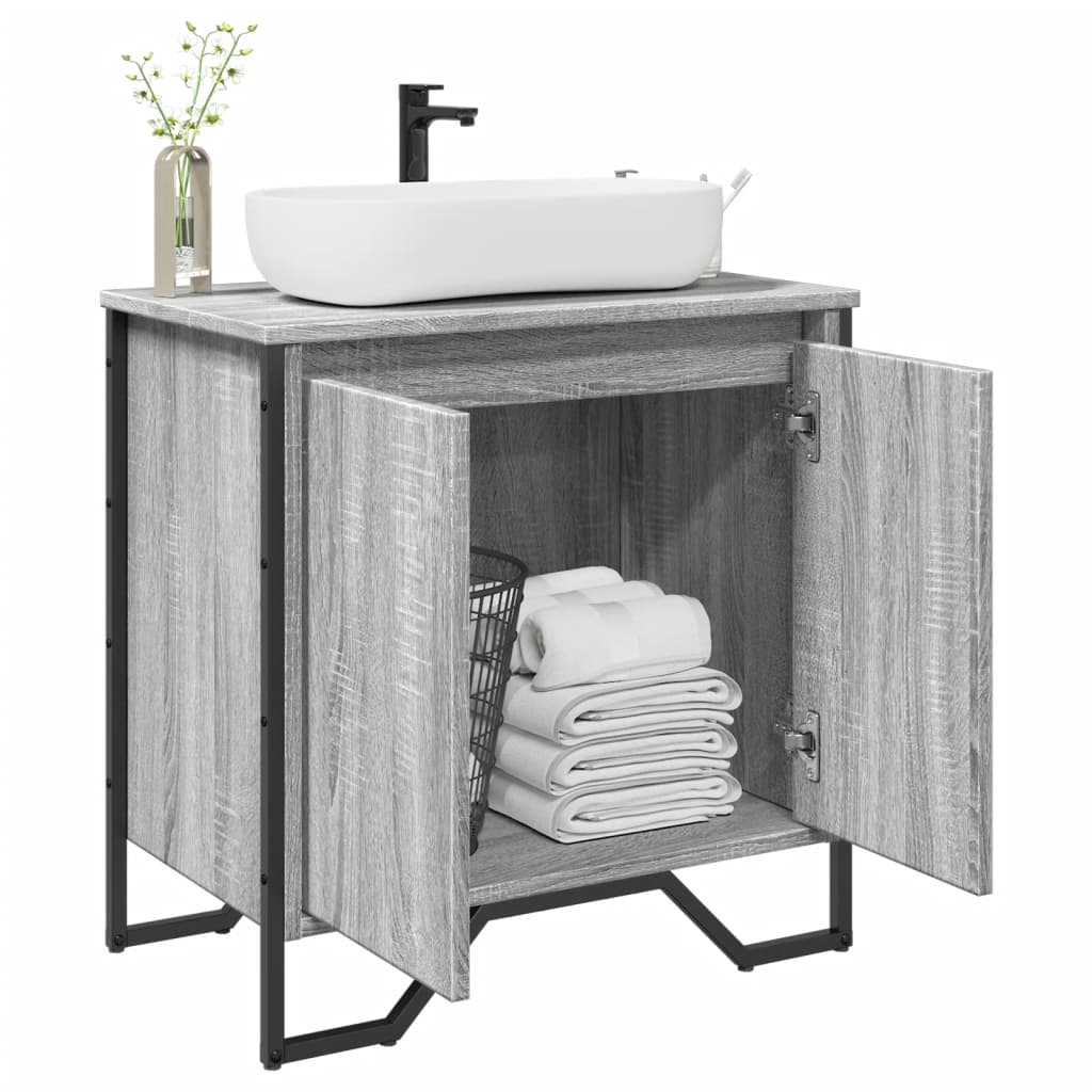 Wastafelkast 60x35x60 cm bewerkt hout grijs sonoma eikenkleurig is nu te koop bij PeponiXL, paradijselijk wonen!