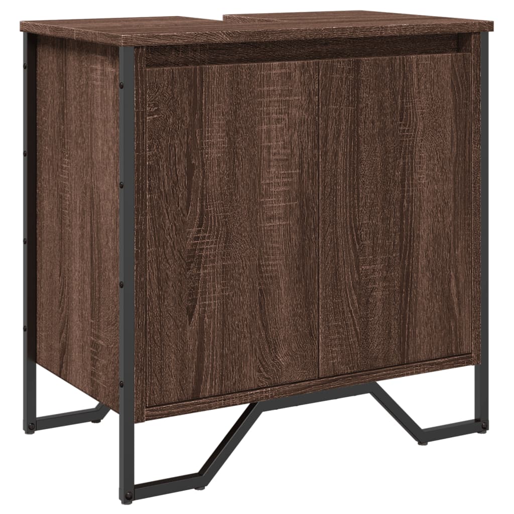 Wastafelkast 60x35x60 cm bewerkt hout bruin eikenkleurig is nu te koop bij PeponiXL, paradijselijk wonen!