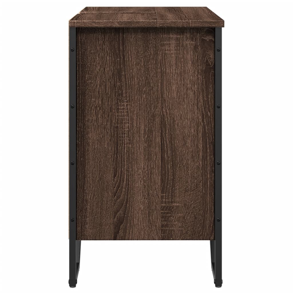 Wastafelkast 60x35x60 cm bewerkt hout bruin eikenkleurig is nu te koop bij PeponiXL, paradijselijk wonen!