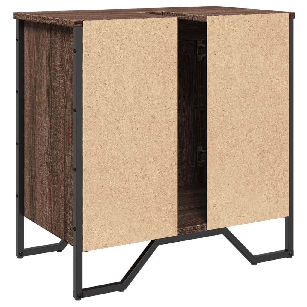 Wastafelkast 60x35x60 cm bewerkt hout bruin eikenkleurig is nu te koop bij PeponiXL, paradijselijk wonen!