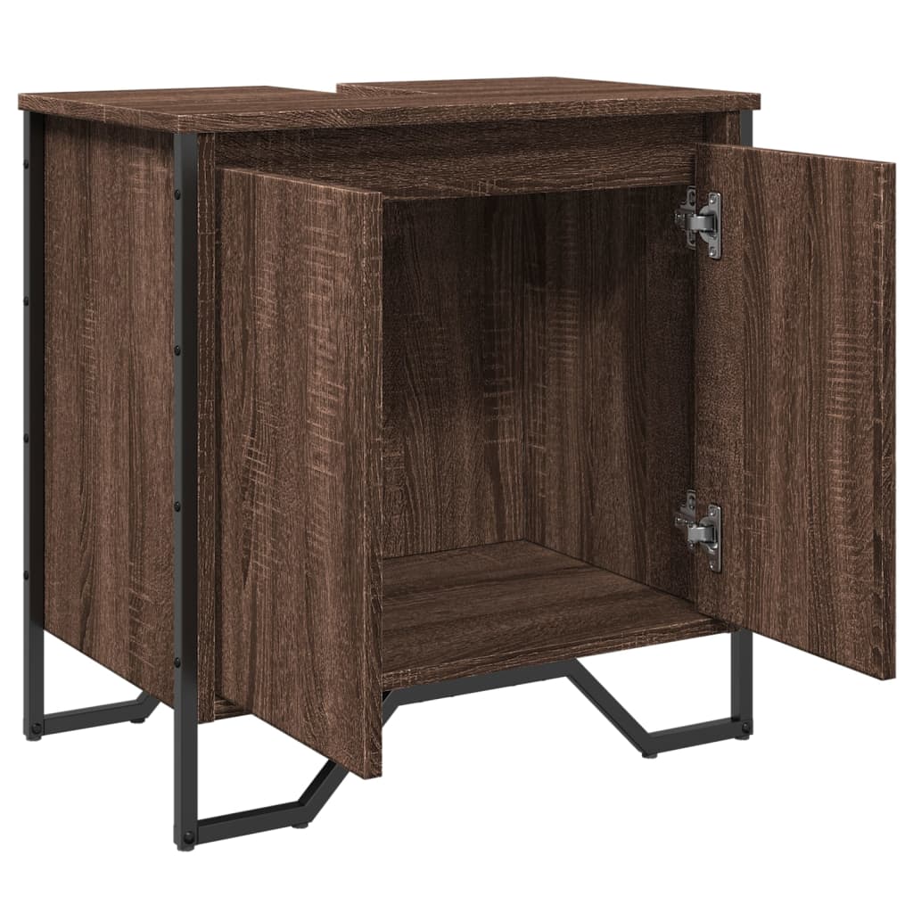 Wastafelkast 60x35x60 cm bewerkt hout bruin eikenkleurig is nu te koop bij PeponiXL, paradijselijk wonen!