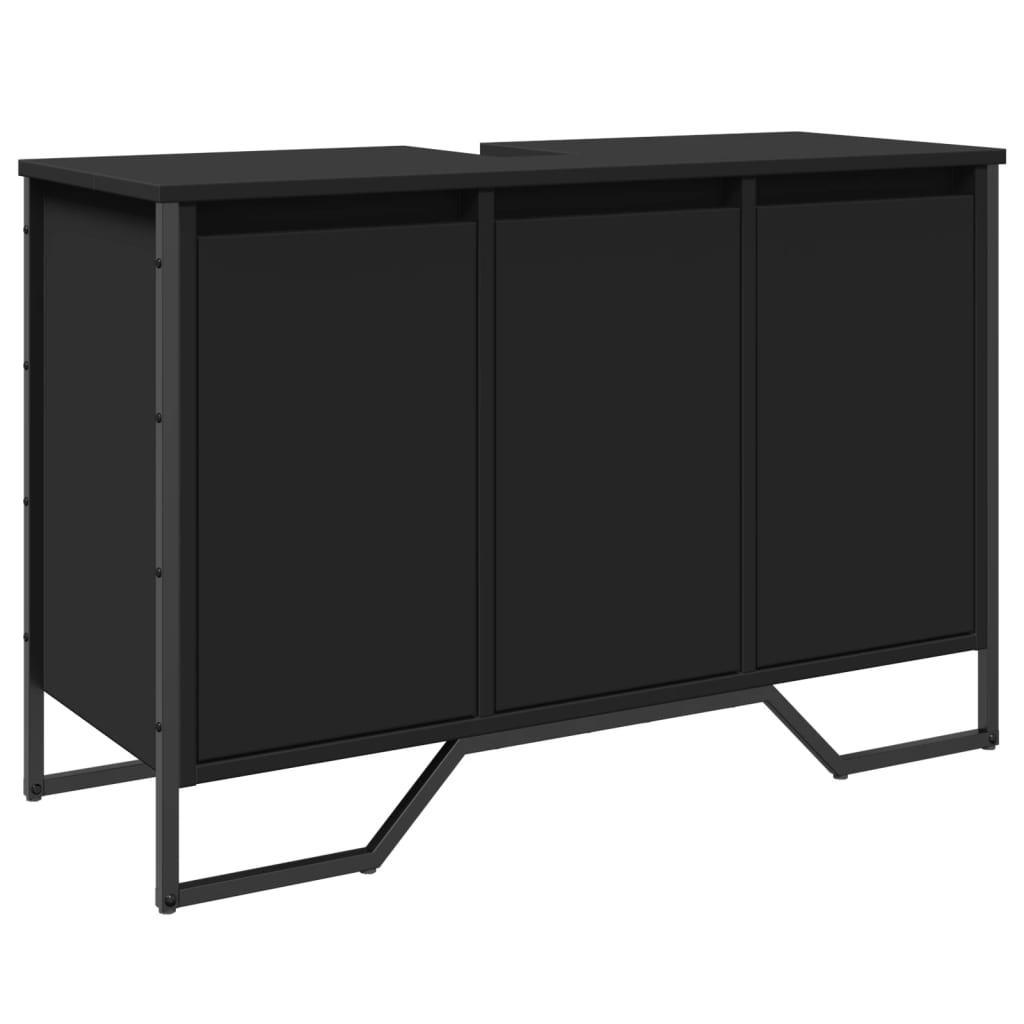 Wastafelkast 91x35x60 cm bewerkt hout zwart is nu te koop bij PeponiXL, paradijselijk wonen!