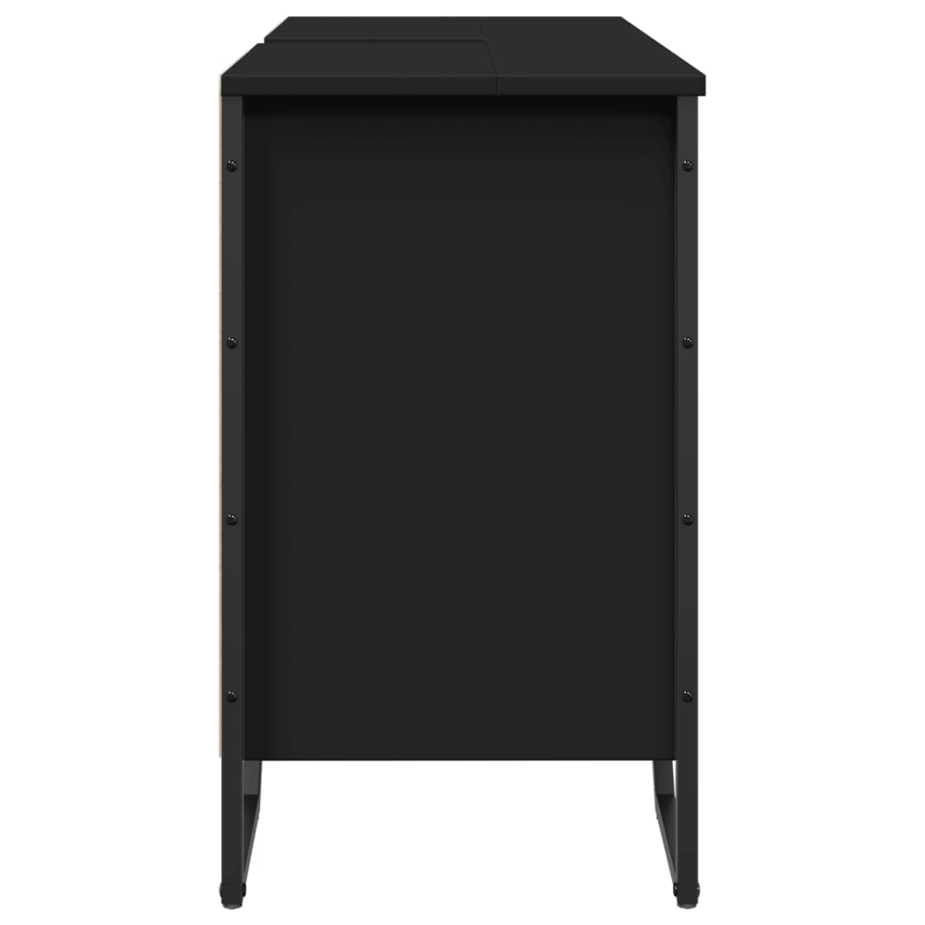 Wastafelkast 91x35x60 cm bewerkt hout zwart is nu te koop bij PeponiXL, paradijselijk wonen!