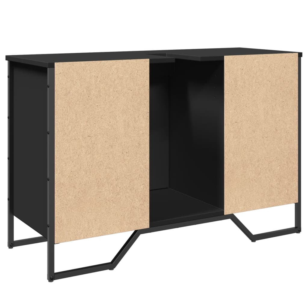 Wastafelkast 91x35x60 cm bewerkt hout zwart is nu te koop bij PeponiXL, paradijselijk wonen!