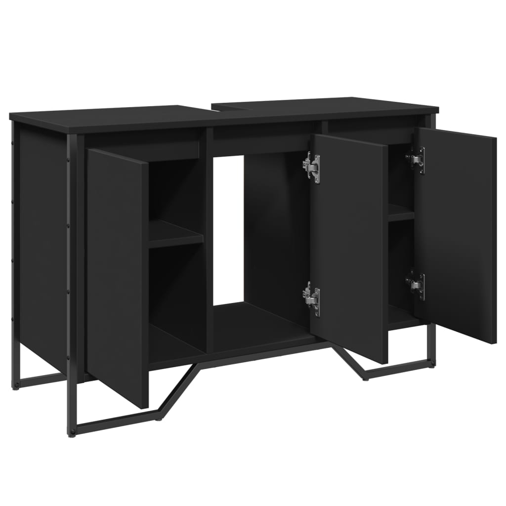 Wastafelkast 91x35x60 cm bewerkt hout zwart is nu te koop bij PeponiXL, paradijselijk wonen!