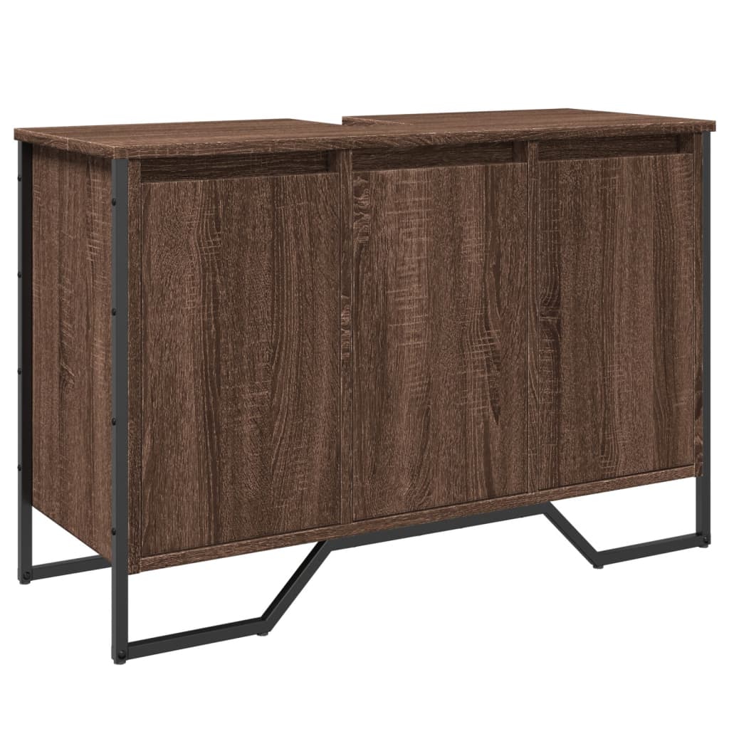 Wastafelkast 91x35x60 cm bewerkt hout bruin eikenkleurig is nu te koop bij PeponiXL, paradijselijk wonen!