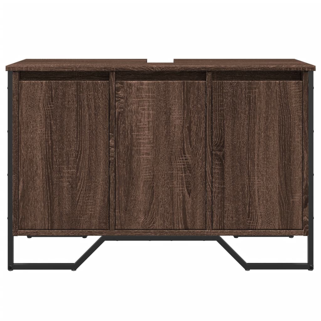 Wastafelkast 91x35x60 cm bewerkt hout bruin eikenkleurig is nu te koop bij PeponiXL, paradijselijk wonen!