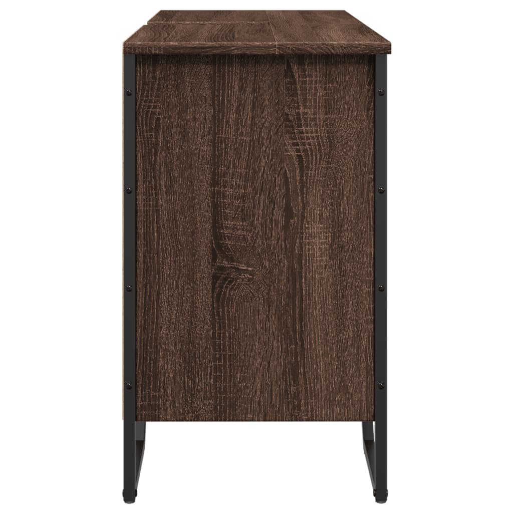 Wastafelkast 91x35x60 cm bewerkt hout bruin eikenkleurig is nu te koop bij PeponiXL, paradijselijk wonen!