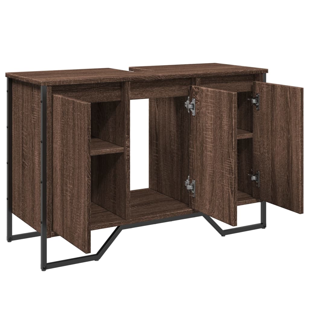 Wastafelkast 91x35x60 cm bewerkt hout bruin eikenkleurig is nu te koop bij PeponiXL, paradijselijk wonen!
