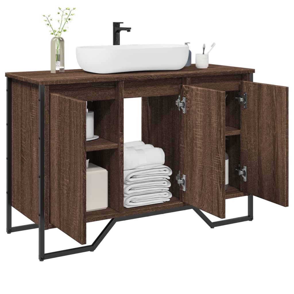 Wastafelkast 91x35x60 cm bewerkt hout bruin eikenkleurig is nu te koop bij PeponiXL, paradijselijk wonen!