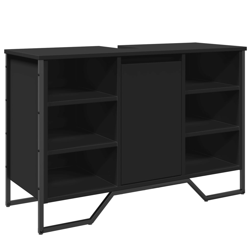 Wastafelkast 91x35x60 cm bewerkt hout zwart is nu te koop bij PeponiXL, paradijselijk wonen!