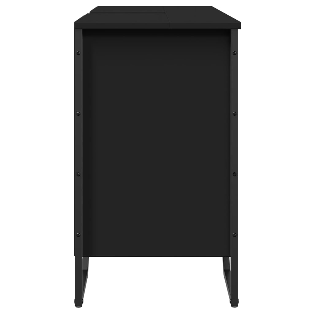 Wastafelkast 91x35x60 cm bewerkt hout zwart is nu te koop bij PeponiXL, paradijselijk wonen!