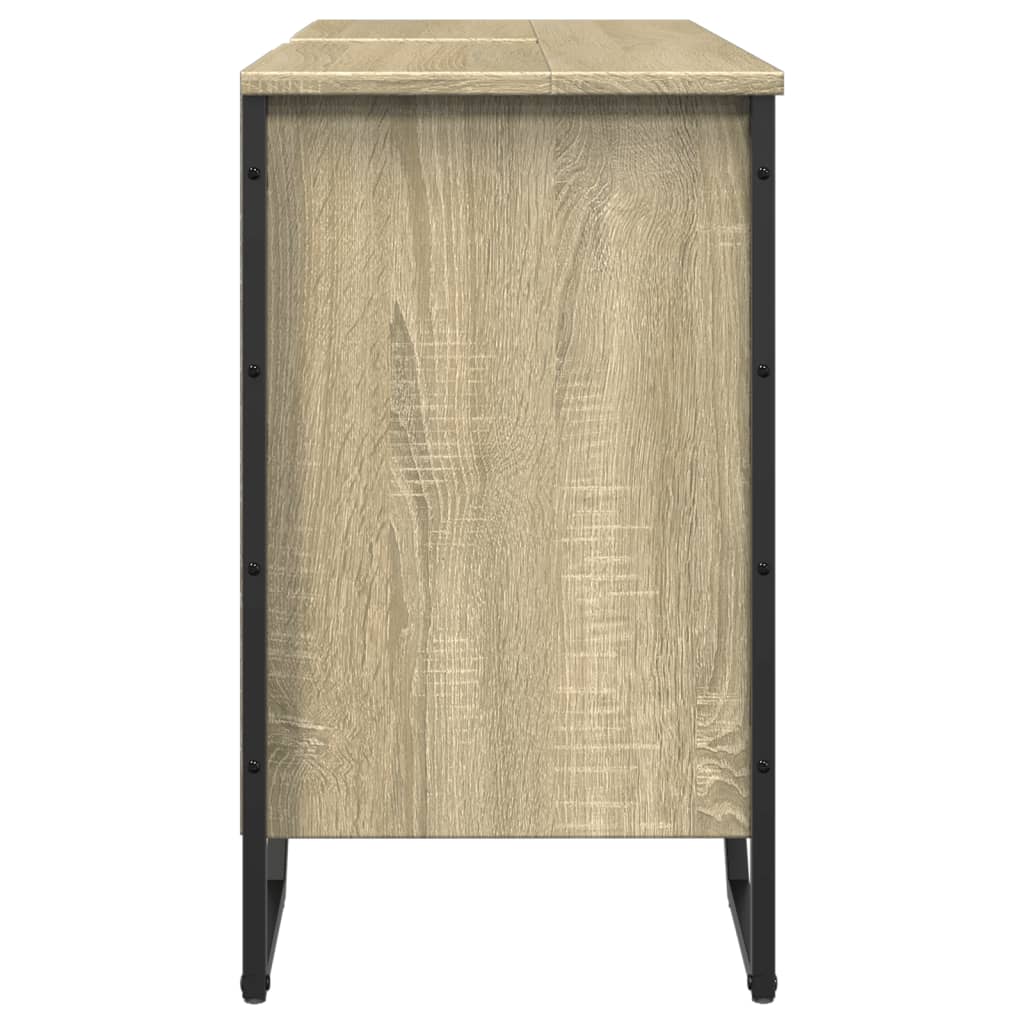 Wastafelkast 91x35x60 cm bewerkt hout sonoma eikenkleurig is nu te koop bij PeponiXL, paradijselijk wonen!