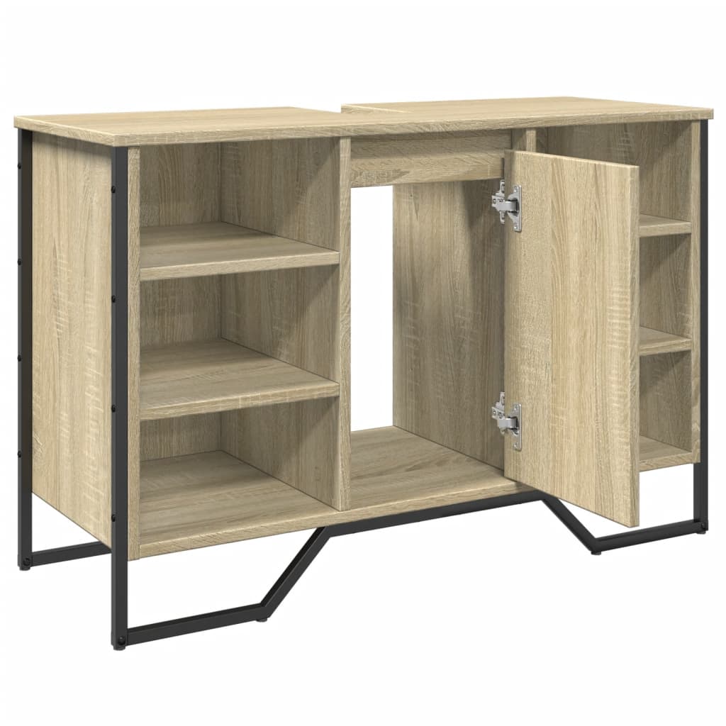 Wastafelkast 91x35x60 cm bewerkt hout sonoma eikenkleurig is nu te koop bij PeponiXL, paradijselijk wonen!