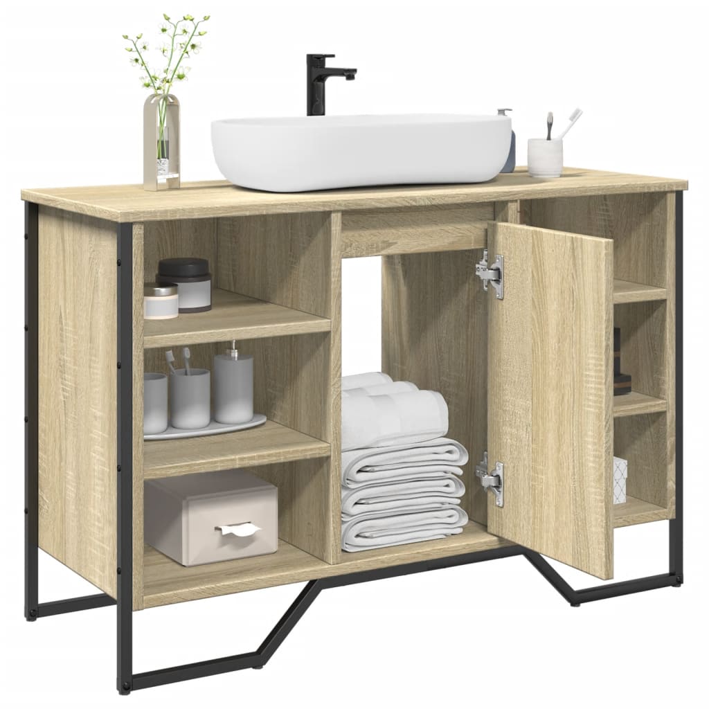 Wastafelkast 91x35x60 cm bewerkt hout sonoma eikenkleurig is nu te koop bij PeponiXL, paradijselijk wonen!