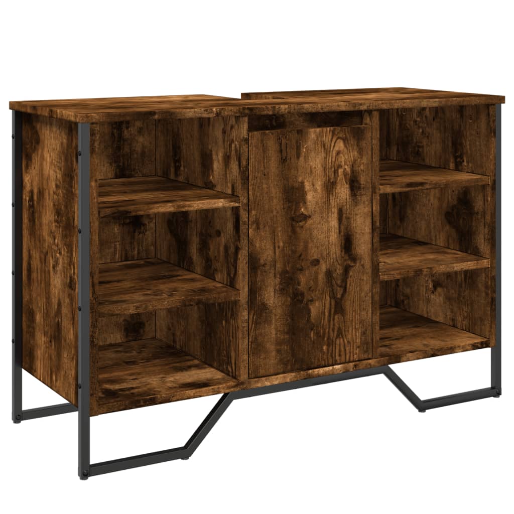 Wastafelkast 91x35x60 cm bewerkt hout gerookt eikenkleurig is nu te koop bij PeponiXL, paradijselijk wonen!
