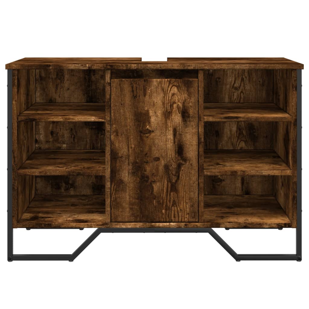 Wastafelkast 91x35x60 cm bewerkt hout gerookt eikenkleurig is nu te koop bij PeponiXL, paradijselijk wonen!
