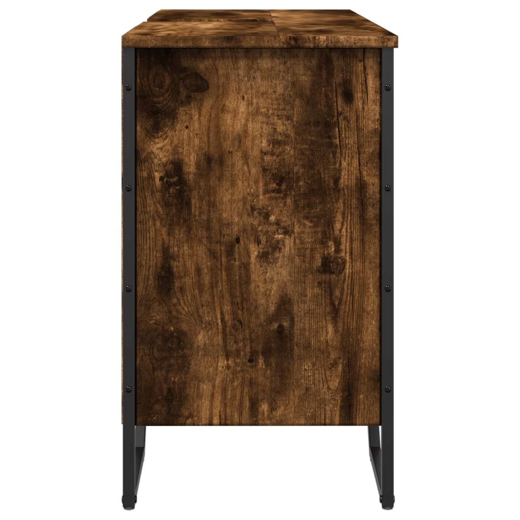 Wastafelkast 91x35x60 cm bewerkt hout gerookt eikenkleurig is nu te koop bij PeponiXL, paradijselijk wonen!