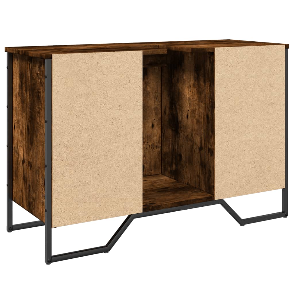Wastafelkast 91x35x60 cm bewerkt hout gerookt eikenkleurig is nu te koop bij PeponiXL, paradijselijk wonen!