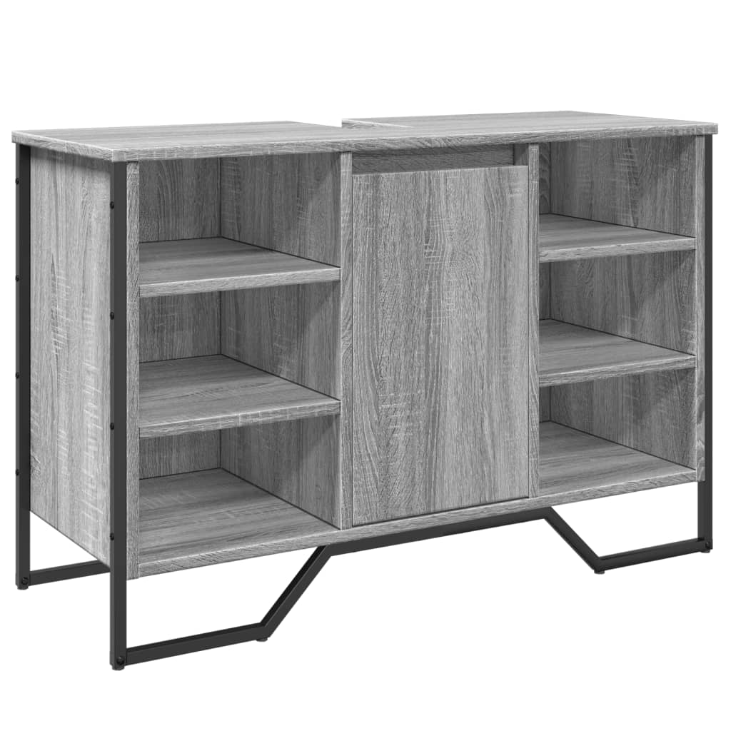 Wastafelkast 91x35x60 cm bewerkt hout grijs sonoma eikenkleurig is nu te koop bij PeponiXL, paradijselijk wonen!