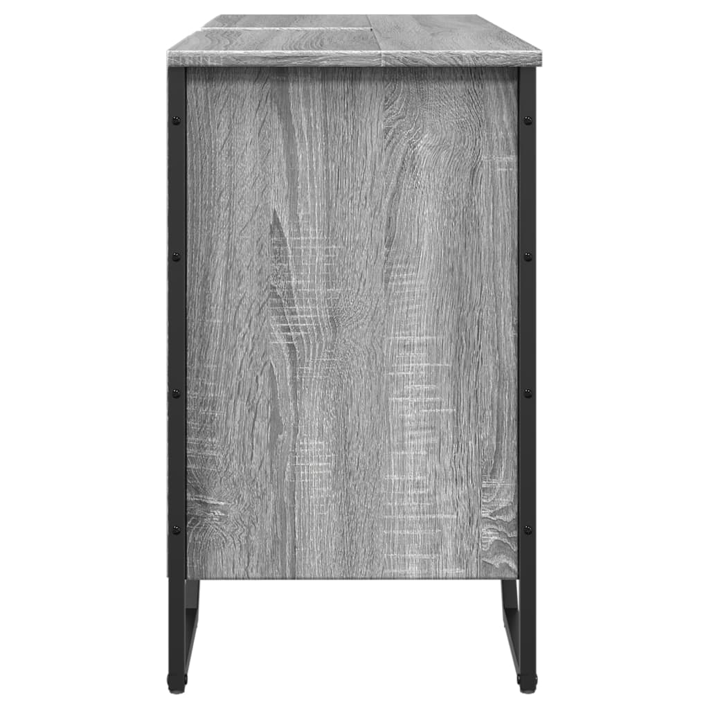 Wastafelkast 91x35x60 cm bewerkt hout grijs sonoma eikenkleurig is nu te koop bij PeponiXL, paradijselijk wonen!