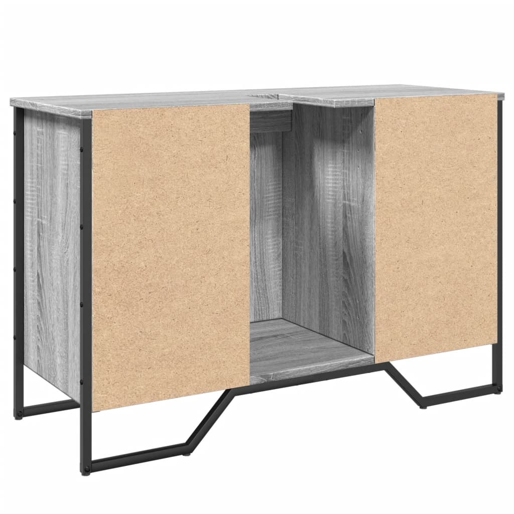 Wastafelkast 91x35x60 cm bewerkt hout grijs sonoma eikenkleurig is nu te koop bij PeponiXL, paradijselijk wonen!